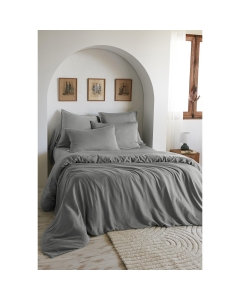 Housse de Couette 260 x 240 cm – Lyocell Uni Lysandre Gris Anthracite