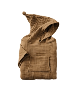 poncho enfant mixte 2/5 ans gaze de coton unie gaïa camel