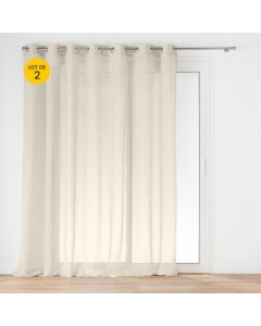 Lot de 2 Voilages à Œillets Carlin Beige 240 x 240 cm - Grande largeur