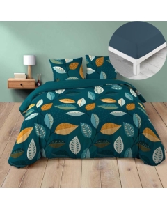 Pack housse de couette 240 x 220 cm Olympie + DH 140 x 190 cm Bleu