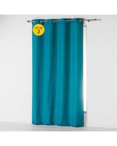 Lot de 2 Rideaux uni 140x 260 cm Absolu en microfibre Bleu