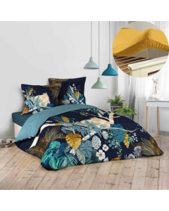 Pack parure de couette 240 x 220 cm Mistic + drap housse 140 x 190 x 30 Jaune