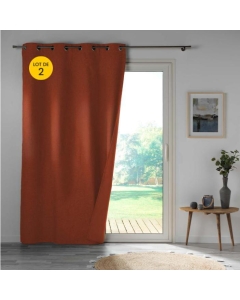 Lot de 2 Rideaux occultant double face 140 x 260 cm 100% microfibre Obscure Terracotta