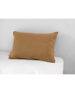 Taie d'oreiller en double gaze de coton – 50 x 70 cm – Camel