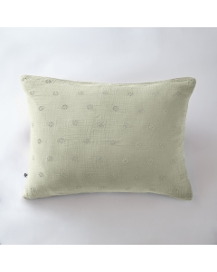 Taie d'oreiller brodée en gaze de coton 50 x 70 cm Gaïa Boho Vert clair