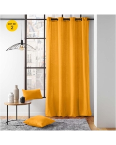 Lot de 2 Rideaux a oeillets 135 x 260 cm coton recyclé Twily Jaune