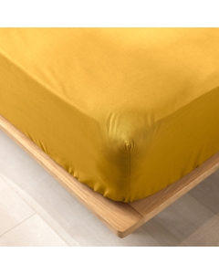 Drap housse King size 180 x 200 x 30 cm coton bio 57 fils Biolina Jaune