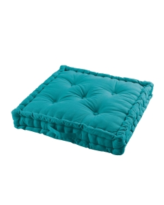 Coussin de sol 60 x 60 x 10 cm coton uni panama Bleu