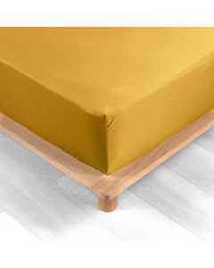 Drap housse 2 personnes 140 x 190 cm bonnet 30 cm percale de coton 78 fils Curry