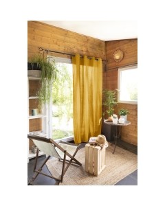 Rideau 100% coton prélavé 140 x 260 cm Kala Jaune safran