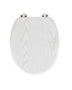 Abattant wc charnieres metal 37.5 x 46 cm mdf effet bois strata Blanc