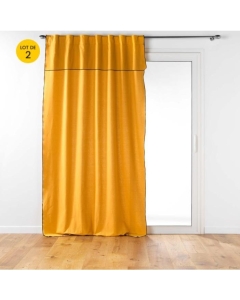 Lot de 2 Rideaux passants cache-volants en coton 140 x 240 cm Mistraline Moutarde