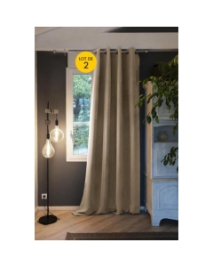 Lot de 2 Rideaux occultant baie vitrée 180 x 260 cm Obscure Beige