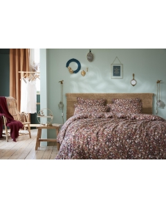 Housse de couette 240 x 220 cm double gaze de coton imprimée Capucine Camel