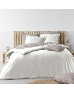 Housse de couette  240 x 220 cm coton lavé 57 fils Stonalia Blanc
