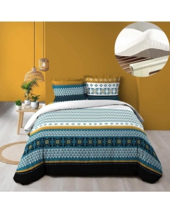 Pack housse de couette 220x240 cm Daria + drap housse 140x190x30 Blanc