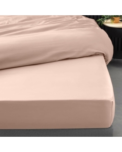 Drap housse 1 personne 90 x 190 cm percale uni 78 fils percaline Nude