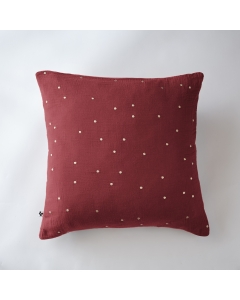 Taie d'oreiller gaze de coton brodée fil or 60 x 60 cm Gaia Chic Lie de vin