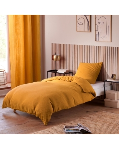 Housse de Couette 140 x 200 cm en Gaze de Coton Avy Jaune curry