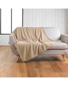 Plaid 180 x 220 cm en bouclette unie - Modèle Wooly Beige