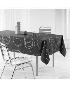 Nappe rectangle 150 x 300 cm polyester imprimé metallisé Bully Anthracite