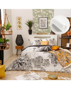 Pack housse de couette 220X240 cm foret + drap housse 140X190 Blanc
