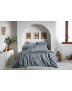 Housse de Couette 240 x 220 cm - Satin d’Eucalyptus Uni Lysandre Stone