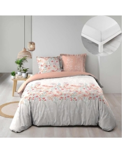 Pack housse de couette 240 x 220 cm Magdalena + DH 140 x 190 cm Blanc