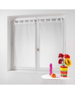 Paire droite passants 2 x 60 x 120 cm voile sable top pompons poupette Blanc