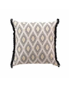 Coussin dehous. compr. franges 45 x 45 cm polycoton imprime metallise oricia Sans