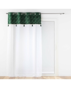 Voilage a oeillets 140 x 240 cm voile sablé + haut velours Palmina Vert