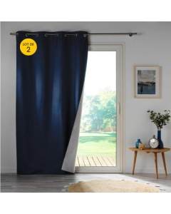 Lot de 2 rideaux occultant 140 x 260 cm Crépuscule Bleu