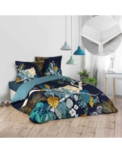 Pack parure de couette 240 x 220 cm Mistic + drap housse 140 x 190 x 30 Blanc
