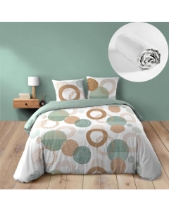 Pack 4 pièces Housse de couette 240 x 220 cm Lunabella + 2 taies + drap housse 140 Blanc