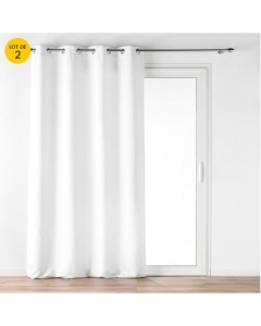 Lot de 2 Rideau a oeillets 140 x 260 cm velours à relief Verra Blanc