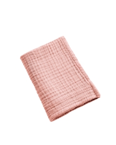 Serviette de Toilette Gaïa 50 x 90 cm – Gaze de Coton Unie Rose Pêche