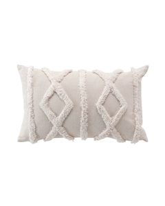 Coussin dehoussable 30 x 50 cm polycoton tufte Safira Naturel