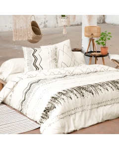 Parure de lit (housse de couette + 2 taies d'oreiller) 240x220 berbere Blanc