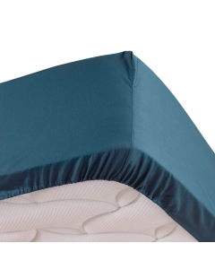 Drap housse bleu 90 x 190 cm en percale Bonnet de 30 cm
