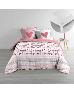 Pack parure de couette 200 x 200 cm Lolove + drap housse 140 x 190 x 30 Blanc