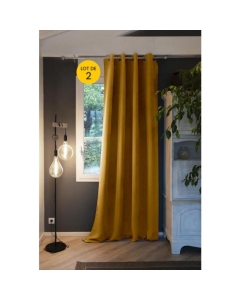 Lot de 2 Rideaux occultant baie vitrée 180 x 260 cm Obscure Moutarde
