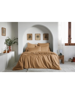 Housse de Couette 240 x 220 cm - Satin d’Eucalyptus Uni Lysandre Camel