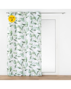 Lot de 2 rideaux à œillets 140 x 260 cm en polyester imprimé - Modèle Éléonore