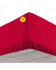 Lot de 2 Draps housse bonnet 30 cm 2 personnes 140 x 190 cm microfibre Oscar Rouge