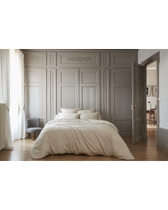 Pack Housse de couette 260 x 240 cm bambou de satin 120 fils Salomé + Drap housse 160 x 200 cm Naturel