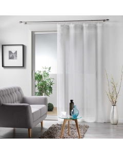 Voilage a anneaux 140 x 240 cm effet lin Milza Blanc