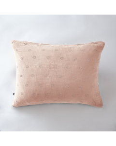 Taie d'oreiller brodée en gaze de coton 50 x 70 cm Gaïa Boho Rose clair