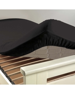 Drap housse 1 personne 90 x 190 cm uni 57 fils lina Charbon