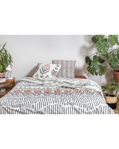 parure de lit (housse de couette + 2 taies d'oreiller) coton imprimé 240 x 220 cm ethnic