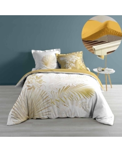 Pack housse de couette 220x240 cm Strassy + drap housse 140x190 Jaune